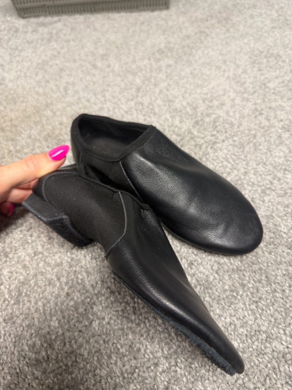 Black Leather Slip-On Dance jazz Shoes